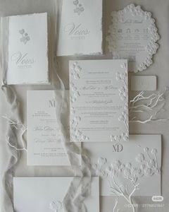 Vanilla Printing Custom Printed Offset Printed 3D <b>Embossed</b> Cotton Paper Invitation <b>Cards</b> Premium Raised <b>Embossing</b> Hot Stamped - Product Image 1