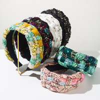 Nouveau bandeau tressé à bords larges paillettes de style bohème bandeau à paillettes tissu de haute qualité chapeaux et accessoires pour cheveux