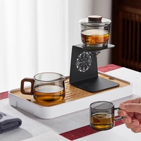 Service à thé et café en verre résistant à la chaleur, ensemble de préparation de thé paresseux, service à thé Kung Fu au design moderne avec couvercle, capacité 250 ml, poignée en verre pour la maison