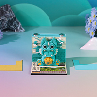 Bloc-notes 3D en forme de chat de toit d'art populaire chinois, bloc de notes porte-bonheur Wa Mao, notes adhésives sculptées style calendrier 3D, décoration de bureau