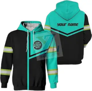 Hi Vis Custom Team Uniform Langarmhemd mit hoher Sichtbarkeit und Kapuzen pullover Sicherheits hemd Benutzer definierter Logo-Name mit reflektieren den Bändern