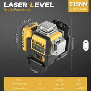 Niveau <span class=keywords><strong>laser</strong></span> <span class=keywords><strong>DEWALT</strong></span> haute précision à 12 lignes vertes, auto-nivelant, pour intérieur et extérieur, niveaux <span class=keywords><strong>laser</strong></span> 360° pour la construction - Product Image 4