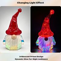 Lampe de table LED Gnome de Noël holographique, 120 LED blanches prismatiques, décoration de vacances irisée, cadeau festif d'intérieur
