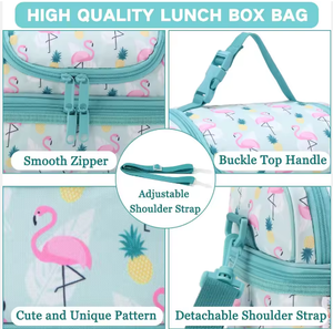 Sac à lunch isotherme durable pour enfants et adultes, fermeture éclair, doublure en PEVA, boîte isotherme écologique - Product Image 5