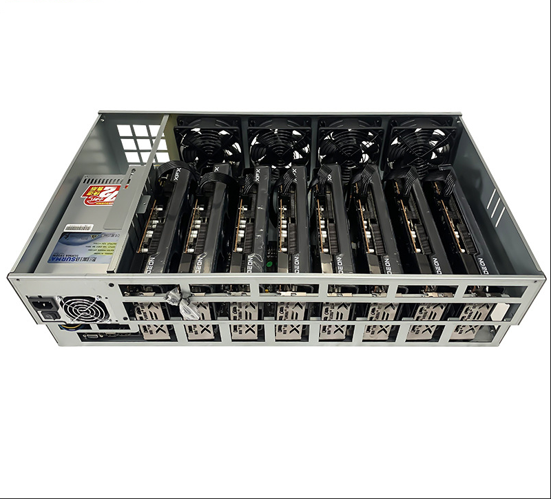 65 мм расстояние 8GPU 4U немой компьютер рамки Rig чехол с 2000 Вт блок питания 3060 588 1660s видеокарт 8 карт стоечный сервер коробка