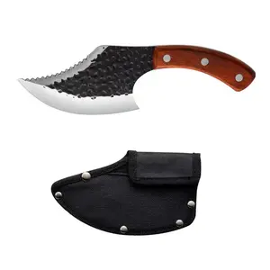 Wholesale 5.5 Inch High Carbon Steel Handmade Professional Butcher Chopping Blocks Boning Chef Cleaver Knife With Sheath