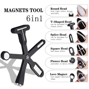 Aimants à ongles 6-en-1 pour motifs, effet œil de chat, lumière latérale, demi-lune, fleur de marguerite, French Manucure, aimants UV pour ongles, outils de manucure - Product Image 3