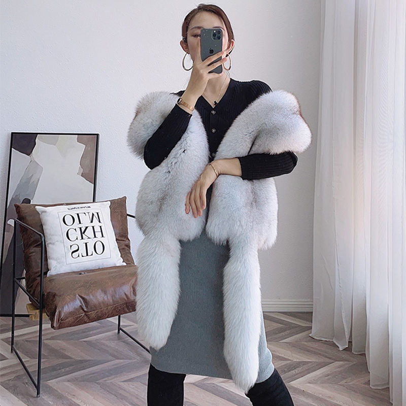2023 Women's Winter Fox Fur Scarf - Extra Long & Warm