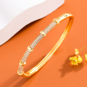 Gold Plated <b>Copper</b> Tennis <b>Bracelet</b> Double Row Zircon Geometric Design Gift Jewelry Fall 2024 Yiwu Origin - Product Image 3