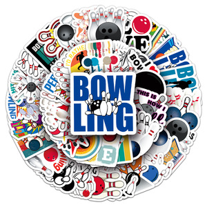 Wholesale 50PCS Tide Play Sport Vinyl PVC Bowling Ball Cartoon Wall Stickers Waterproof Promotional Sports Decals KAZUO