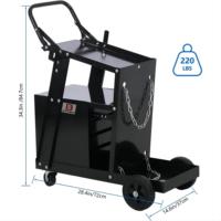 Chariot de soudage MIG à 4 tiroirs et 2 niveaux avec capacité de charge statique de 265 lb 360 °   Chariot de soudage avec roues pivotantes et conception robuste