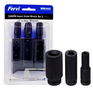Jeu de clés à douilles à chocs Fervi, 3 pièces, entraînement 1/2 pouce, douilles hexagonales métriques - Product Image 2
