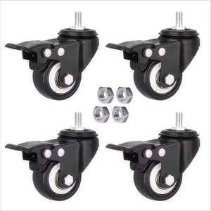 Roulettes pivotantes à visser de 2 pouces en caoutchouc PVC avec frein à 360°, roues universelles pour meubles, hôtel, salle de bain, salon - Product Image 3