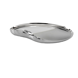 Plateau de service de luxe en acier inoxydable durable, style moderne, avec rangement pour verres à vin, idéal pour les réceptions. - Product Image 1