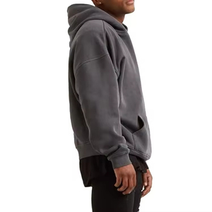 Street Casual Cotton French Terry No String Men's <b>Hoodie</b> High Quality Solid Color Heavyweight Oversized Hoodies <b>For</b> Men - Product Image 5