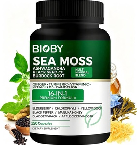 Cápsulas de Musgo Marino Bioby de Marca Privada OEM, 16 en 1, con Ashwagandha, Aceite de Semilla Negra, Alga Marina, Cúrcuma, Jengibre, 150 Unidades - Product Image 1
