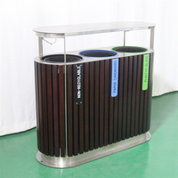 Poubelle de tri des déchets en bois robuste pour extérieur, mobilier urbain, poubelle de recyclage pour parc, poubelle publique