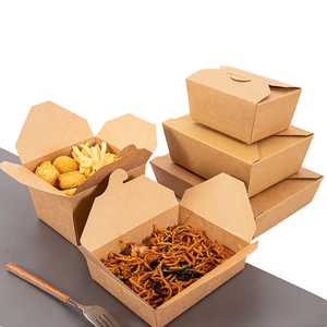 Biodegradable Eco Friendly Leak Proof To Go Kraft Food Packaging Disposable Paper Lunch Box Kraft Paper Food Container