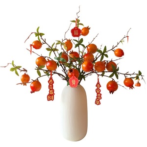 Branche de grenade artificielle Muyu Chronicles, rouge orangé, en mousse plastique réaliste, pour décoration de salon et de table - Product Image 5