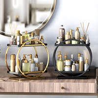 Boîte de rangement pour cosmétiques, produits de soin de la peau, coiffeuse, bureau de salle de bain, étagère de rangement double couche grande capacité
