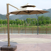 Parasol double commercial pliable et imperméable de grande taille pour jardin, terrasse, restaurant, café, balcon