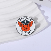 Ne pas parler à des flics épingle en émail personnalisé citation drôle dessin animé cochon broche revers sac à dos badges bijoux cadeau pour les amis