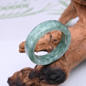 천연 15mm ~ 22mm 녹색 미얀마 버마 진짜 옥 반지 천연석 - Product Image 1