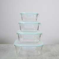 Ensemble de boîtes repas en verre écologiques et micro-ondables avec couvercle en bambou, design nordique moderne, amovibles et pliables, pour la cuisine