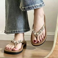 Tongs en PVC à strass pour femme – Nouvelle tendance polyvalente pour l'été, usage extérieur, semelle souple, motif lettres, collection 2026
