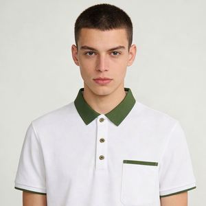 Chemise pour homme avec logo personnalisé, 190g, 100% polyester, anti-plis, col contrasté, manches courtes, tissu satiné, imprimé coloré, golf - Product Image 4