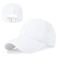 Casquettes de baseball personnalisées en nylon vierges à 6 panneaux, imperméables, avec boucle coulissante, dos extensible en maille perforée au laser