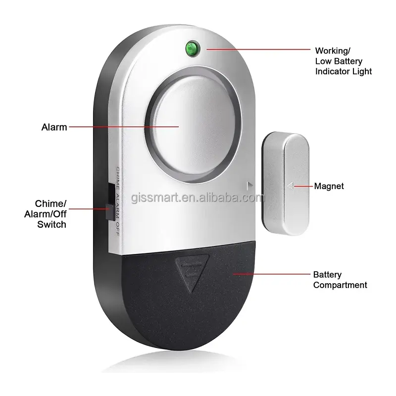 Sensor de porta alarme portátil 125db, alarme de segurança para janela e porta