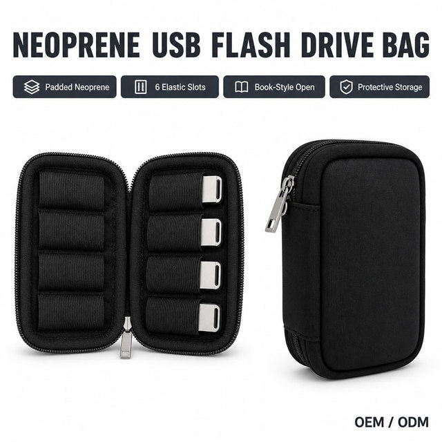 Wholesale Neoprene USB Storage Case Flash Drive Holder Pouch Dustproof Portable 6 10 20 Slots Custom