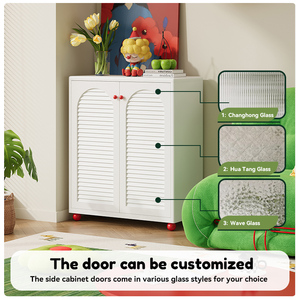 Étagère en métal avec portes à persiennes, vitrine anti-poussière pour livres et objets de collection dans le salon - Product Image 2