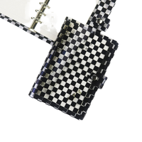 Carnet à anneaux magnétique A6 à motif damier, personnalisable, en PVC, pour planificateur à feuilles mobiles, idéal pour cartes photo Kpop et journalisation esthétique Y2K