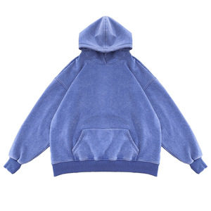 Tùy Chỉnh Axit Rửa Người Đàn Ông Của Hoodies 100% Bông Đồng Bằng Lông Cừu Nặng Trống Quá Khổ Không Có Dây Áo Thun Cho Mùa Đông - Product Image 1