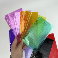 Enveloppe à monnaie en PVC brillant pour classeur à 6 anneaux A6, enveloppe budgétaire monocouche, 14 couleurs disponibles, organiseur de monnaie imperméable