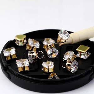 Loose Stone Zircon Hairband C Shaped Clasp Gold Setting Sparkling Square Heart Shape <b>Wedding</b> Bow <b>Accessory</b> - Product Image 1