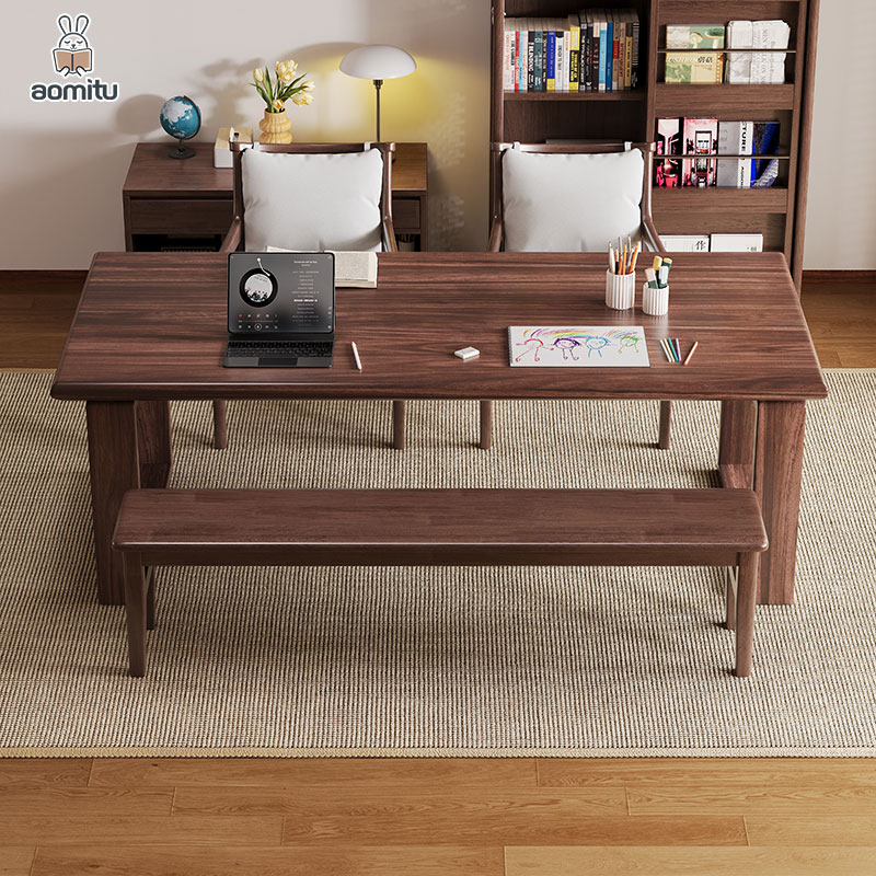 RTS Large Board Rectangular Solid Wood Desk Multi-Person Durable Dining Table Modern Style Children's Study Desk Hotel Use