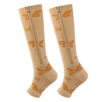 Chaussettes de compression à fermeture éclair, bas de compression à bout fermé pour hommes et femmes