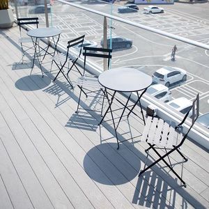Ensemble <span class=keywords><strong>table</strong></span> basse et chaises de balcon, trois pièces, pliable, design simple et moderne, imperméable, <span class=keywords><strong>jardin</strong></span>, plage, métal - Product Image 2