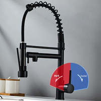 Robinet de cuisine noir mat commercial à levier unique avec douchette extractible à ressort pour évier de cuisine