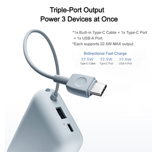 Batería Externa de Bolsillo Mijia de 10000mAh, 22.5W, Cable Tipo-C Integrado, Triple Salida, Carga Rápida para iPhone 15 y 16 - Product Image 5