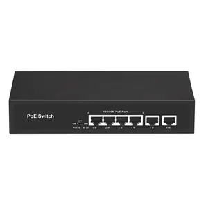 52V 55W 4 porte PoE Uplink 2 802.3af/a umanaged network extender Power over Ethernet metallo plug and play PoE Interruttore