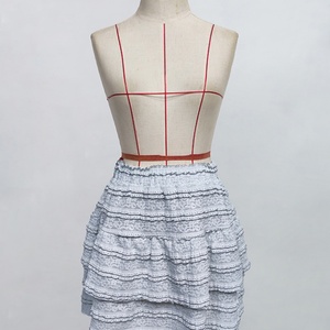 Wholesale Custom OEM/ODM Solid Color Textured Fabric <b>Ruffle</b> Hem <b>Skirt</b> Y2K Outfit <b>Mini</b> Short <b>Skirt</b> - Product Image 3