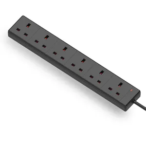 6 ac outlets Multi Socket UK Mains Power Strip extension cord UK Socket 3 Pin British plug extension board switch and socket