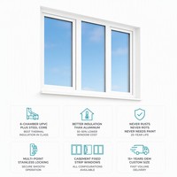 Ventana de Acero y Plástico UPVC Insonorizada y Anticorrosiva para Fábrica, Taller, Estructura de Acero, Ventilación