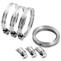 Kit d'assortiment de colliers de serrage réglables en acier inoxydable 304 pour tuyaux et conduites, avec vis à vis sans fin de grande taille, attaches et boulons