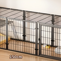 Parc pour animaux de compagnie en métal à 8 panneaux avec couvercle supérieur, plateforme, échelle, cage pour chat en fer, clôture d'exercice pour usage intérieur
