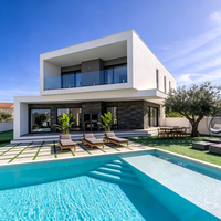 Service de conception architecturale de villas modernes, plan de maison personnalisée à 3 étages avec vue panoramique et piscine